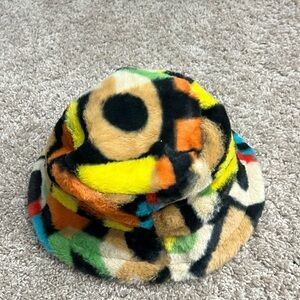 Multicolor, fluffy bucket hat